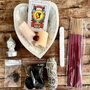 Spanish Tarot Playing Cards Altar Kit Ritual Tools Jasper Sage Selenite More! 🔮